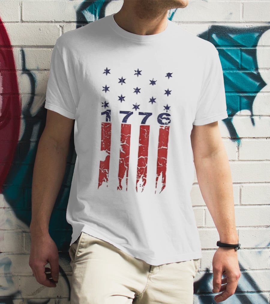 1776 Distressed American Flag Stars Stripes Patriotic T-Shirt