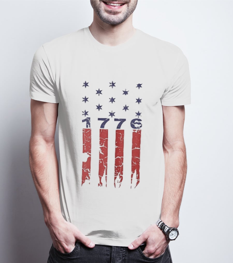 1776 Distressed American Flag Stars Stripes Patriotic T-Shirt