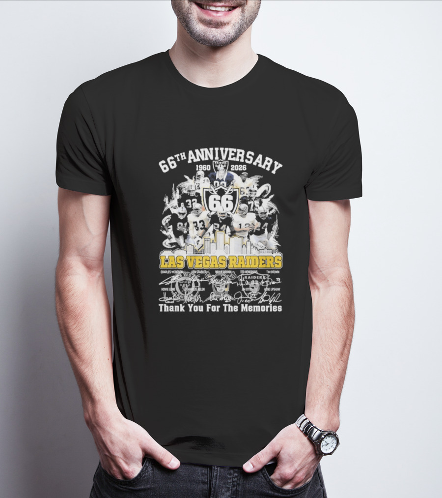 Las Vegas Raiders 66th Anniversary 1960 2026 Thank You For The Memories Celebration T-Shirt