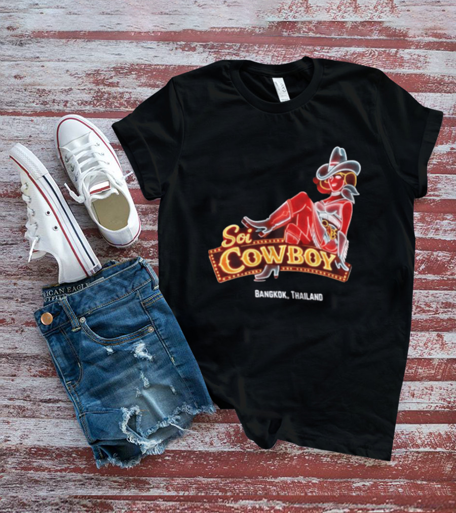 Soi Cowboy Bangkok Thailand Cowgirl Neon Sign T-Shirt