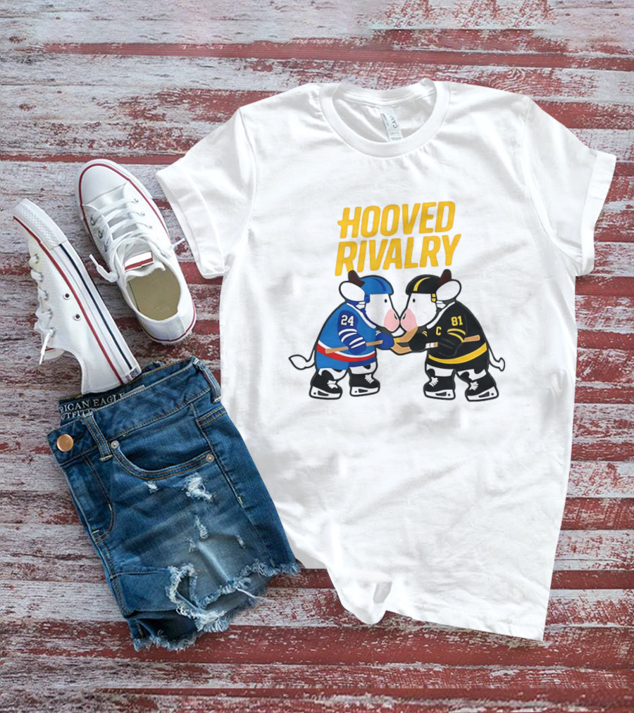 Hooved Rivalry Ilya Rozanov 24 Vs Shane Hollander 81 Hockey Faceoff T-Shirt