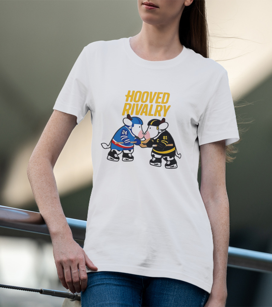 Hooved Rivalry Ilya Rozanov 24 Vs Shane Hollander 81 Hockey Faceoff T-Shirt