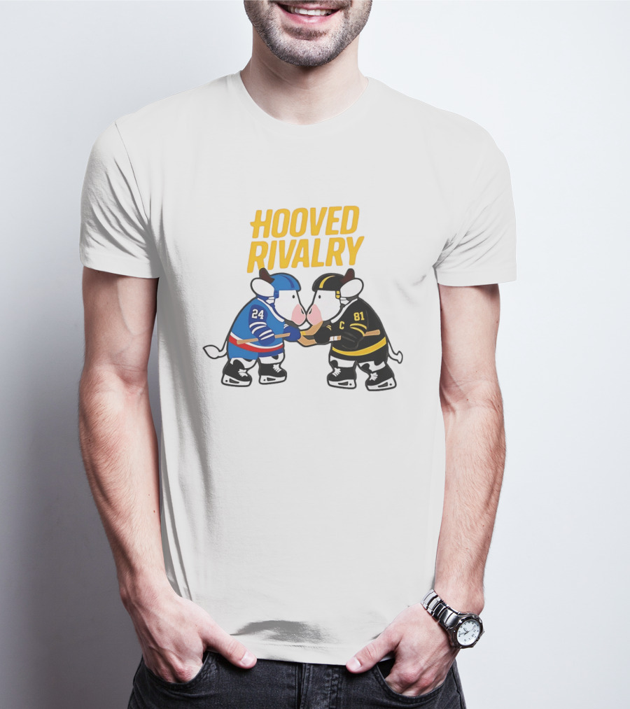 Hooved Rivalry Ilya Rozanov 24 Vs Shane Hollander 81 Hockey Faceoff T-Shirt