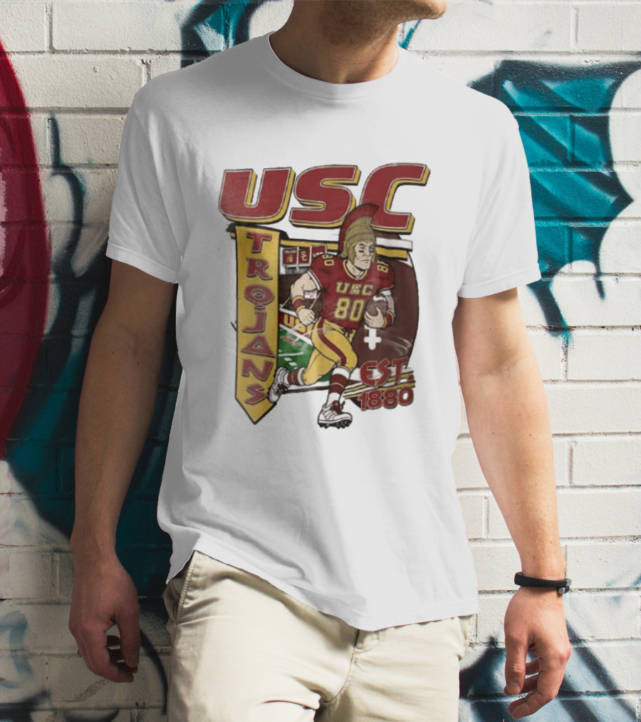 USC Trojans Football Player Cartoon Scoreboard Est 1880 T-Shirt