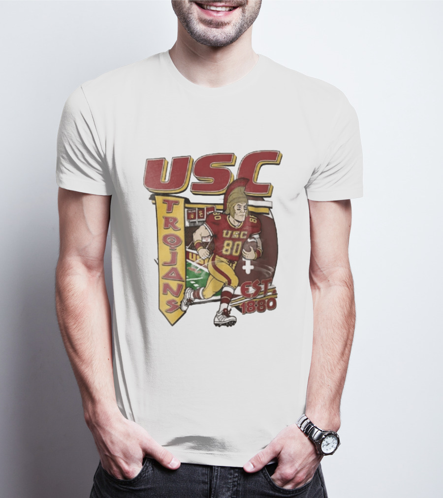 USC Trojans Football Player Cartoon Scoreboard Est 1880 T-Shirt