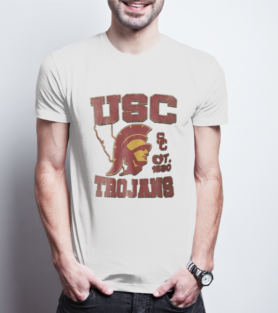 USC Trojans Est 1880 Helmet California State Map Sign T-Shirt