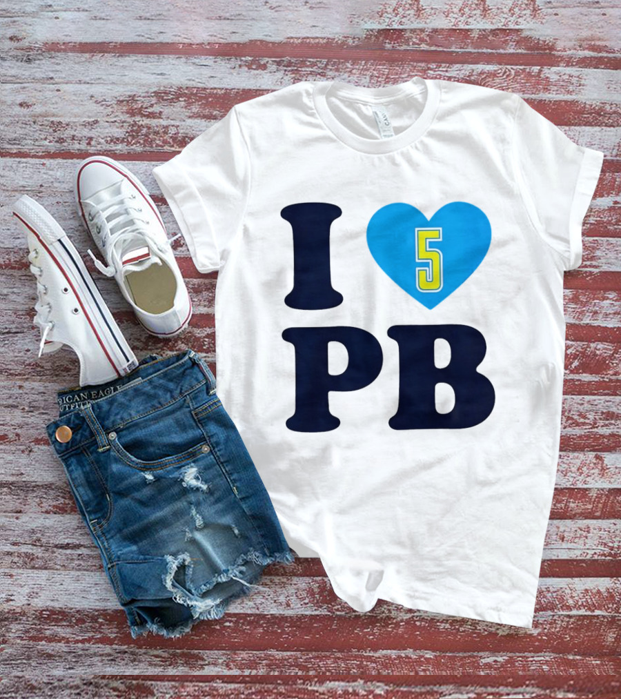 I Love PB Heart 5 Blue And Yellow T-Shirt