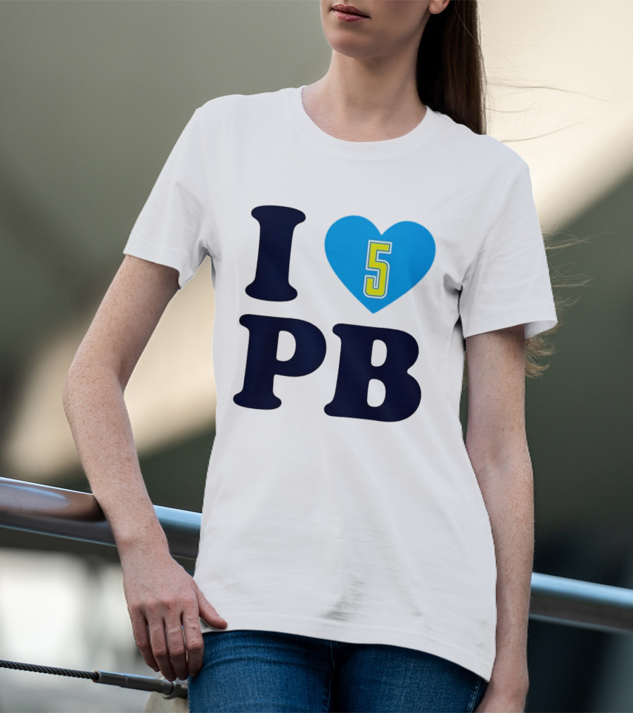 I Love PB Heart 5 Blue And Yellow T-Shirt
