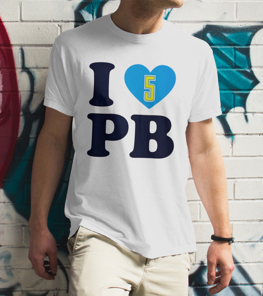 I Love PB Heart 5 Blue And Yellow T-Shirt