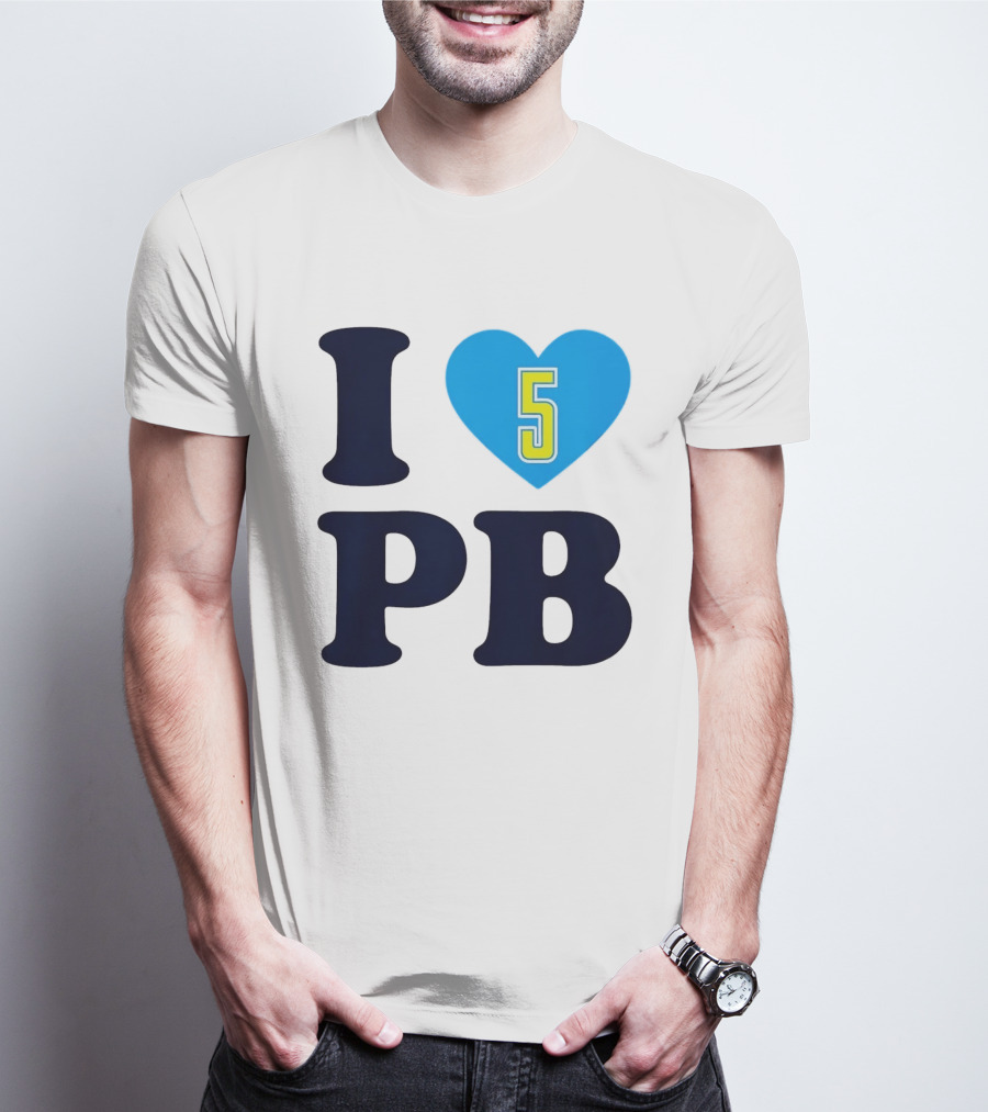 I Love PB Heart 5 Blue And Yellow T-Shirt