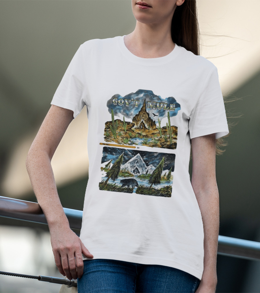Govt Mule Two Night Kicking In Your Stall 2026 Santa Fe Aug 22 Vail Aug 23 Desert Scene Bear Mountain T-Shirt