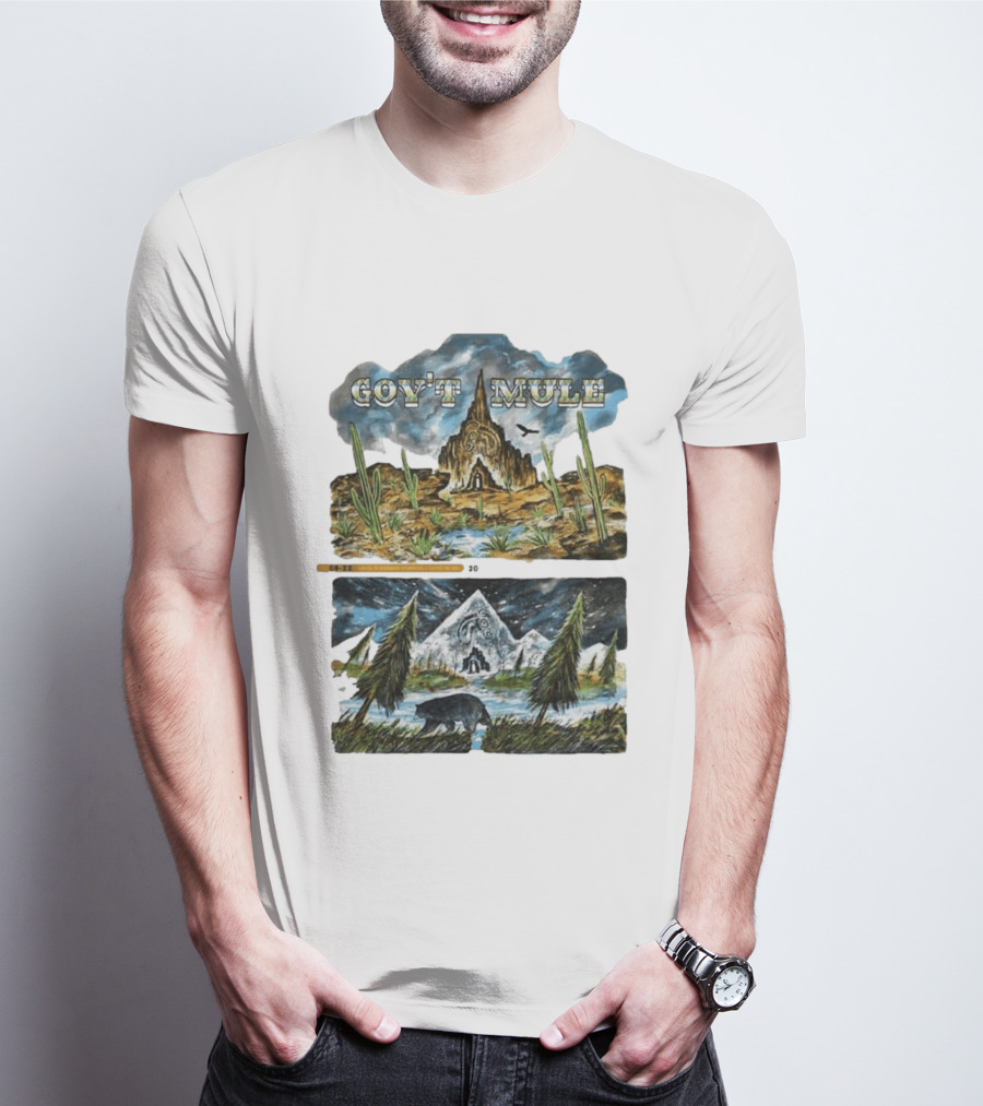 Govt Mule Two Night Kicking In Your Stall 2026 Santa Fe Aug 22 Vail Aug 23 Desert Scene Bear Mountain T-Shirt