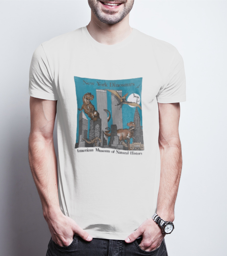New York Dinosaurs American Museum Of Natural History Twin Towers Scene T-Shirt