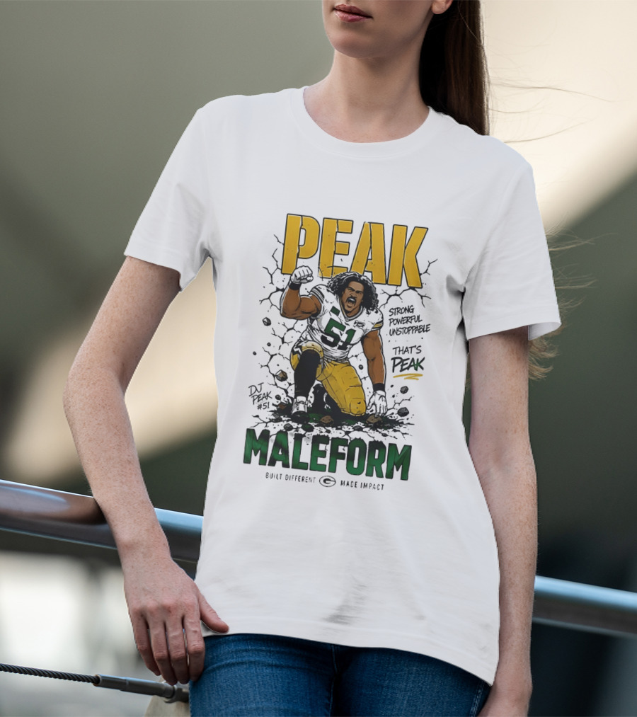 Peak Maleform Green Bay Packers #61 Strong Powerful Unstoppable T-Shirt