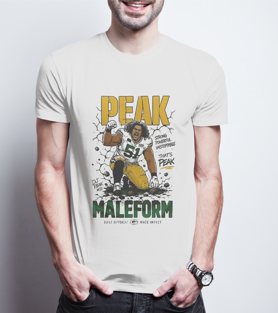 Peak Maleform Green Bay Packers #61 Strong Powerful Unstoppable T-Shirt