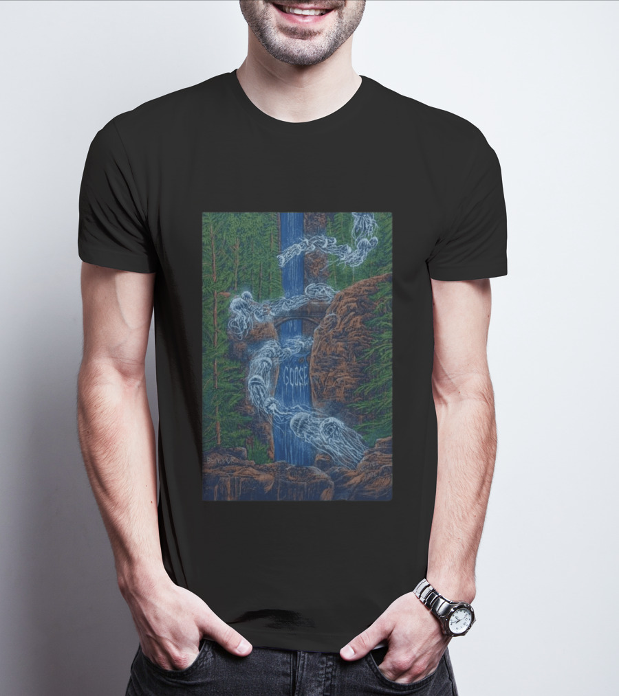 Goose Summer Tour 2026 Hayden Homes Amphitheater Bend August 21 22 Waterfall Forest Scene T-Shirt