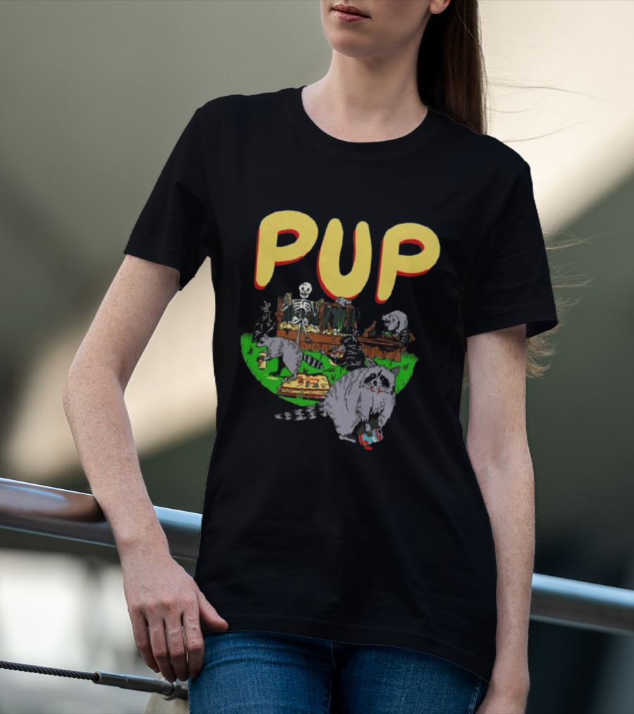 Pup The Band Racoon 2026 Tour Toronto ON Canada Pop Up Festive Skeleton Party T-Shirt