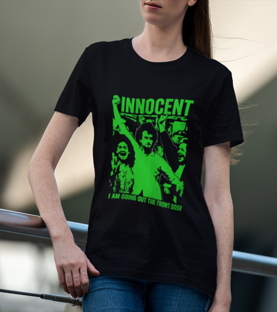 Innocent I Am Going Out The Front Door Retro Style People In Motion T-Shirt