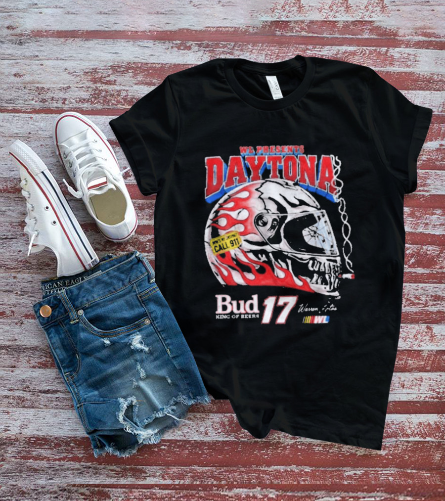WL Present Daytona Bud King Of Beers 17 Racing Helmet Flame Design 2026 T-Shirt