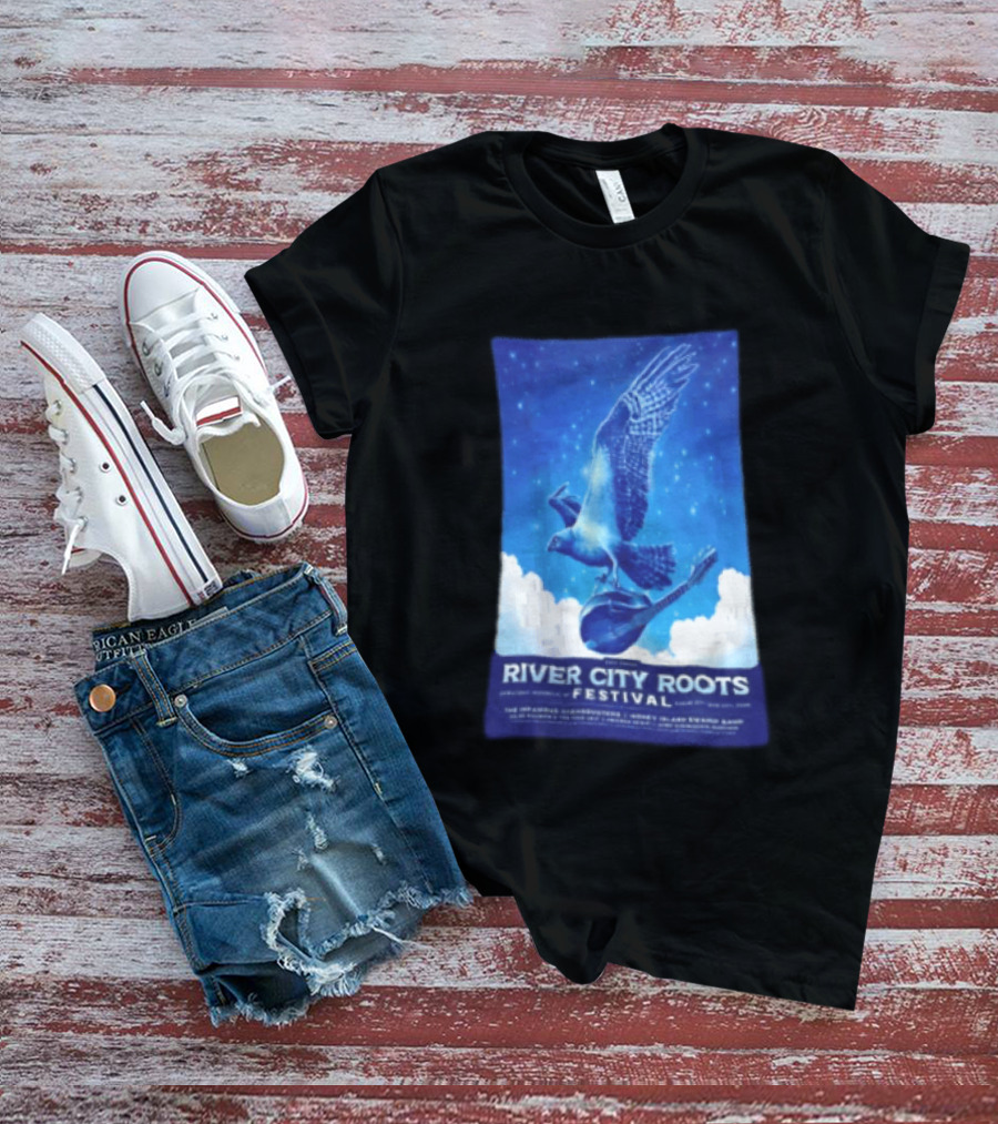River City Roots Festival 2026 Missoula MT 20th Annual Event Bird And Mandolin T-Shirt