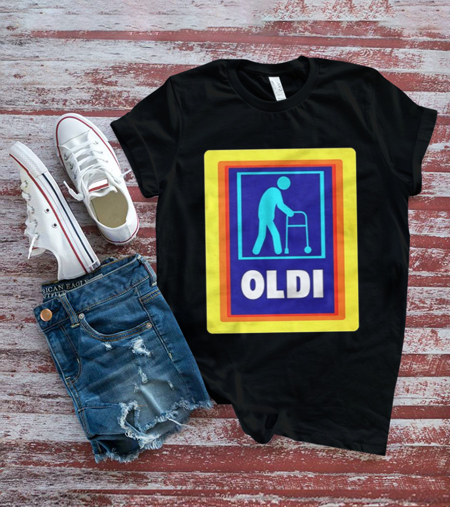 Oldi Elderly Walker Parody Aldi T-Shirt