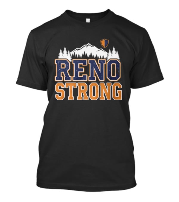 Reno Strong Nevada Wildfire Relief Support Mountain Shield Trees T-Shirt