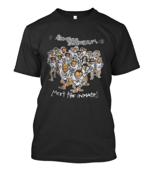 Summer Sanitarium Meet The Inmates Cartoon Caricatures Straitjackets T-Shirt
