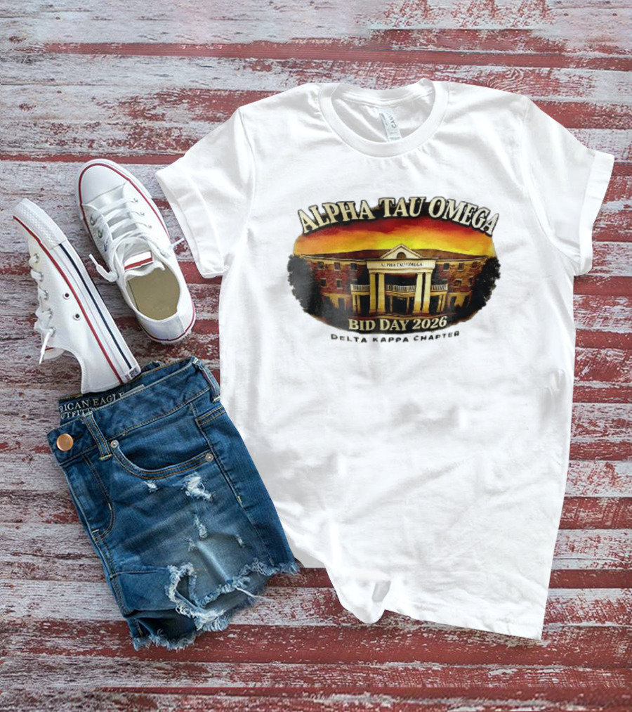 Alpha Tau Omega Fraternity Bid Day 2026 Delta Kappa Chapter House Sunset Sky T-Shirt