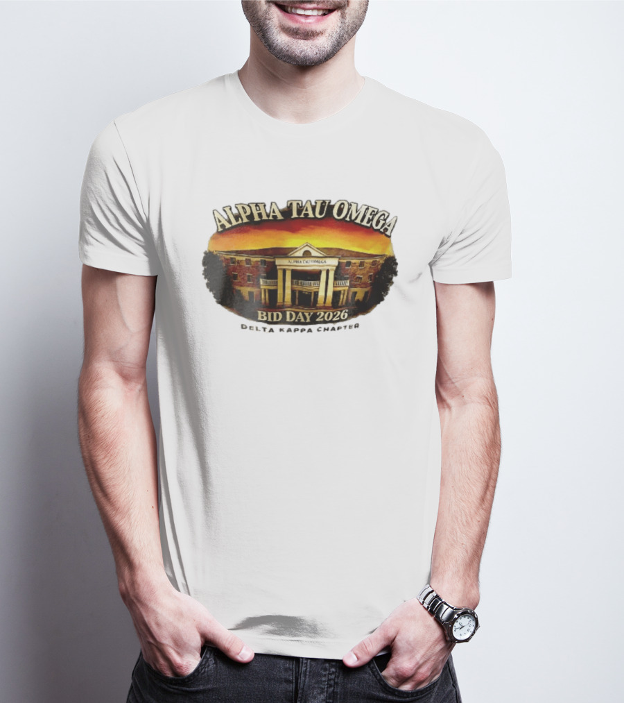 Alpha Tau Omega Fraternity Bid Day 2026 Delta Kappa Chapter House Sunset Sky T-Shirt