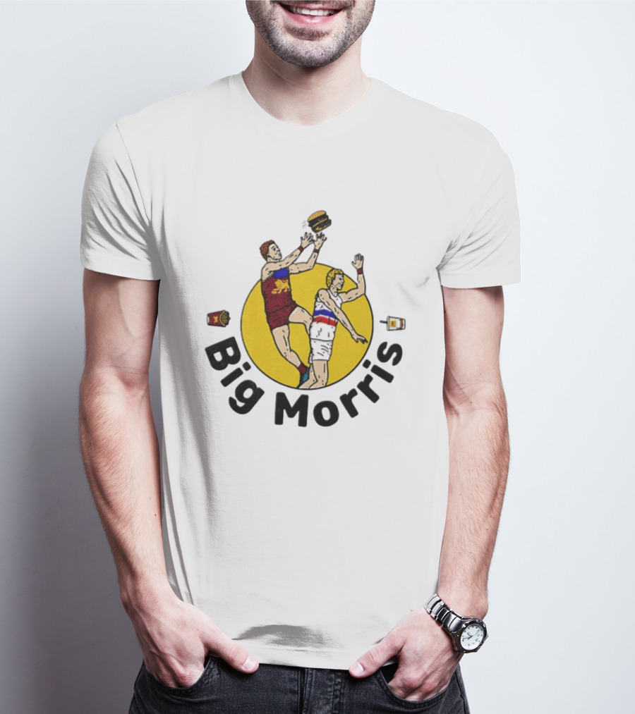 Big Morris Brisbane Lions AFL Australian Rules Football Player Burger Jump T-Shirt