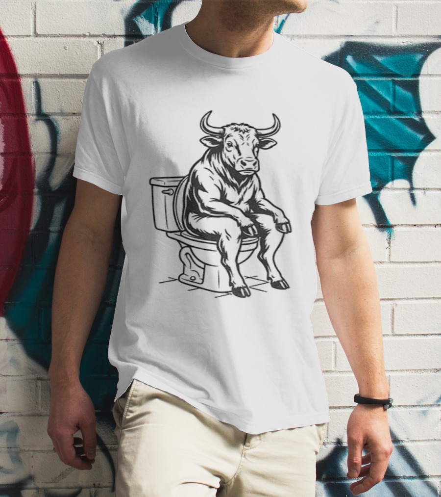 Bull Sitting On Toilet Bullshit Humorous T-Shirt