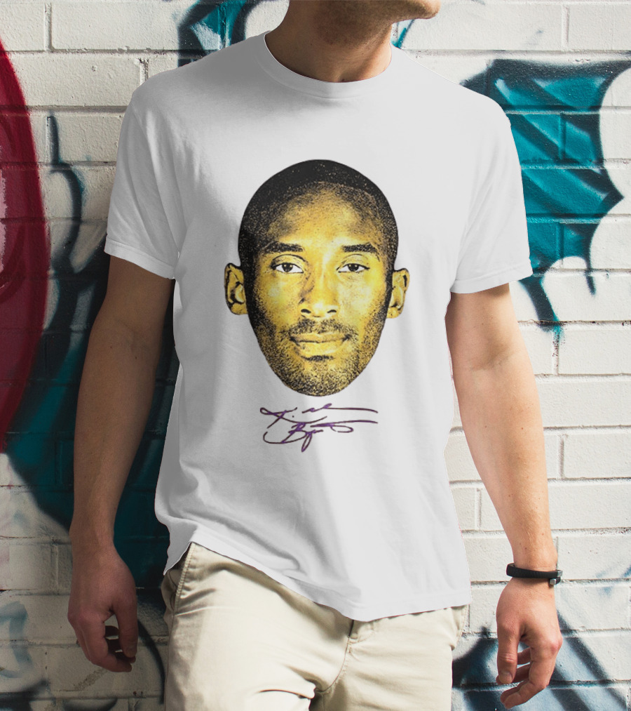 Kobe Bryant Los Angeles Lakers Basketball Legend Face Signature T-Shirt