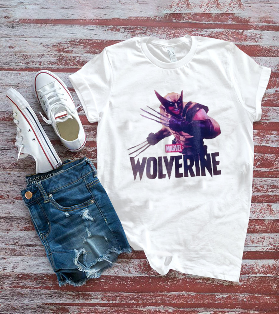 Marvel Wolverine Masked Superhero Claws Extended Purple Glow T-Shirt