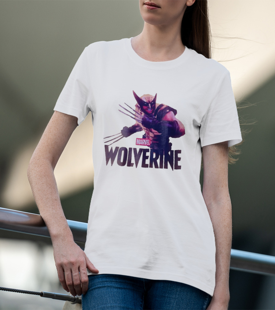 Marvel Wolverine Masked Superhero Claws Extended Purple Glow T-Shirt