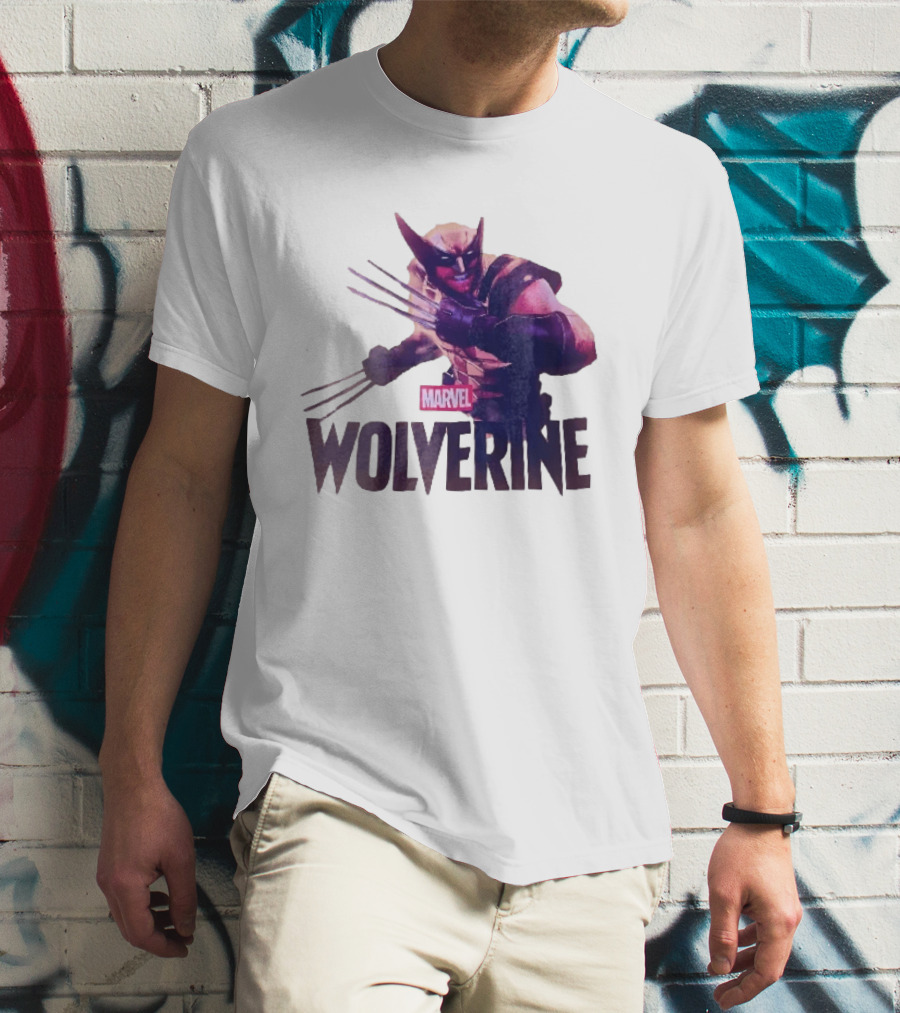 Marvel Wolverine Masked Superhero Claws Extended Purple Glow T-Shirt