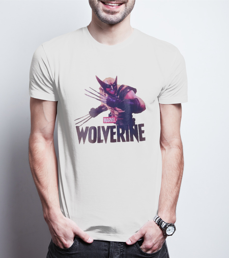 Marvel Wolverine Masked Superhero Claws Extended Purple Glow T-Shirt
