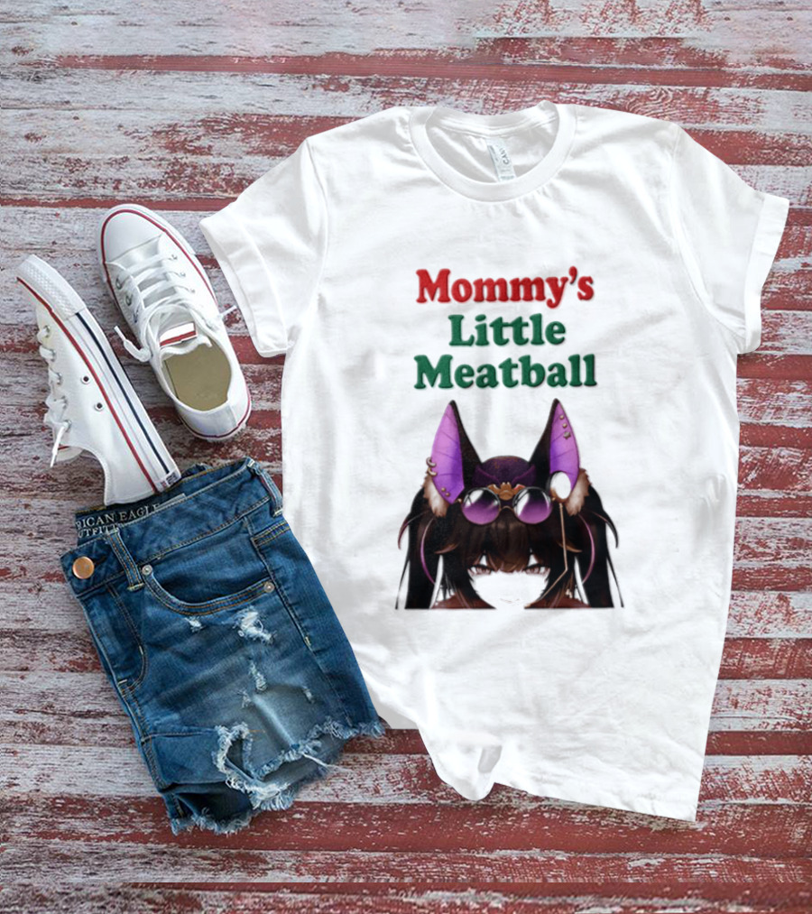 Mommy's Little Meatball Bat Vtuber Black Wings Purple Ears Playful T-Shirt