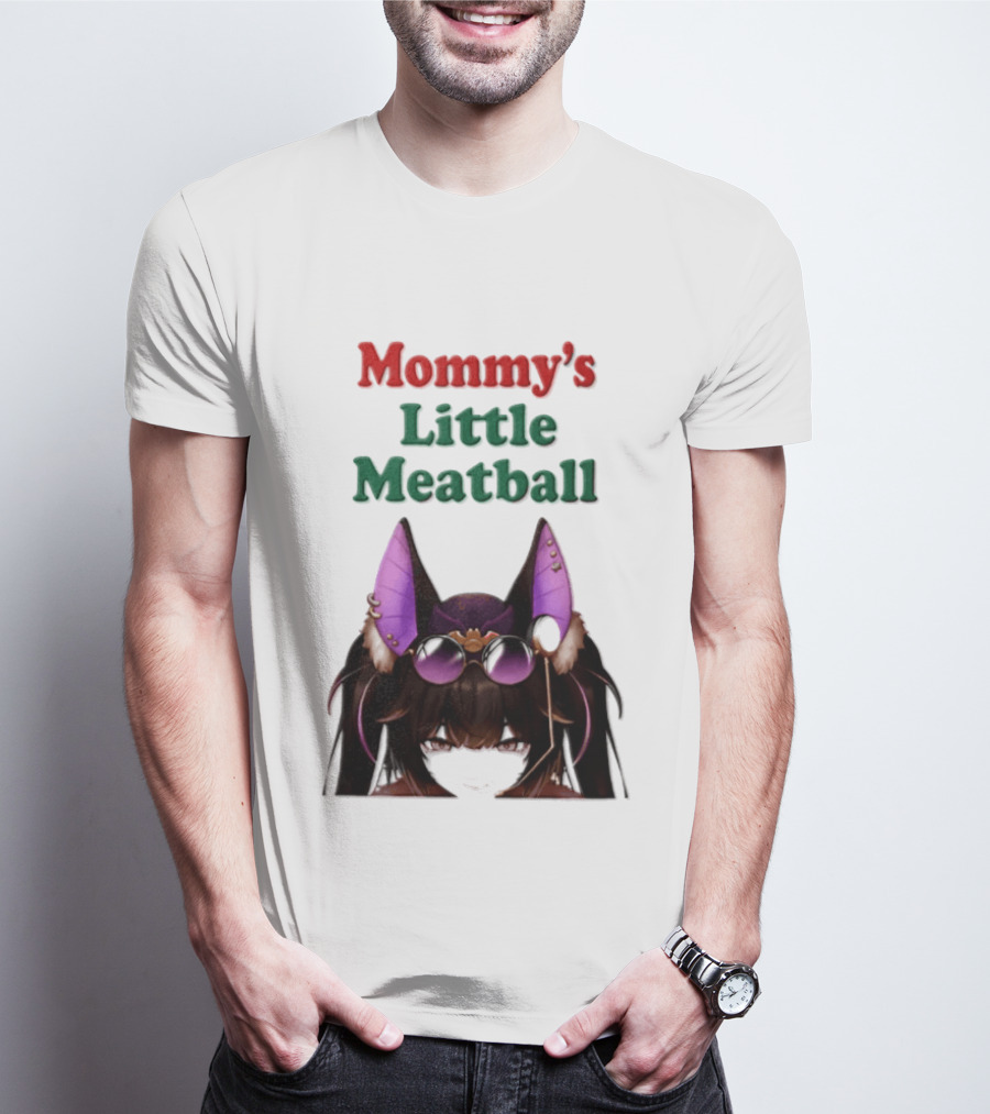 Mommy's Little Meatball Bat Vtuber Black Wings Purple Ears Playful T-Shirt