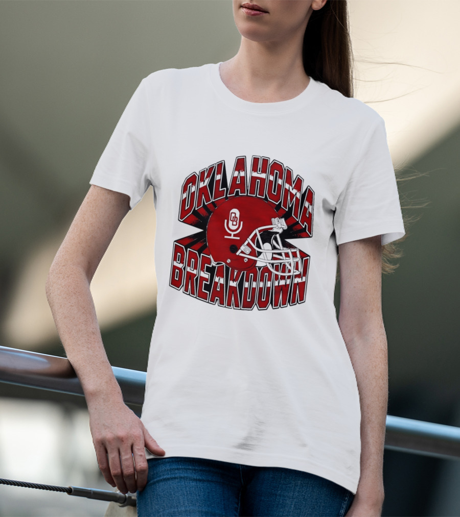 Oklahoma Breakdown Football Helmet OB Podcast T-Shirt