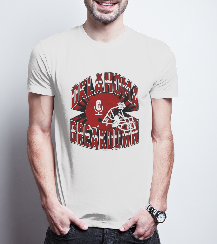 Oklahoma Breakdown Football Helmet OB Podcast T-Shirt