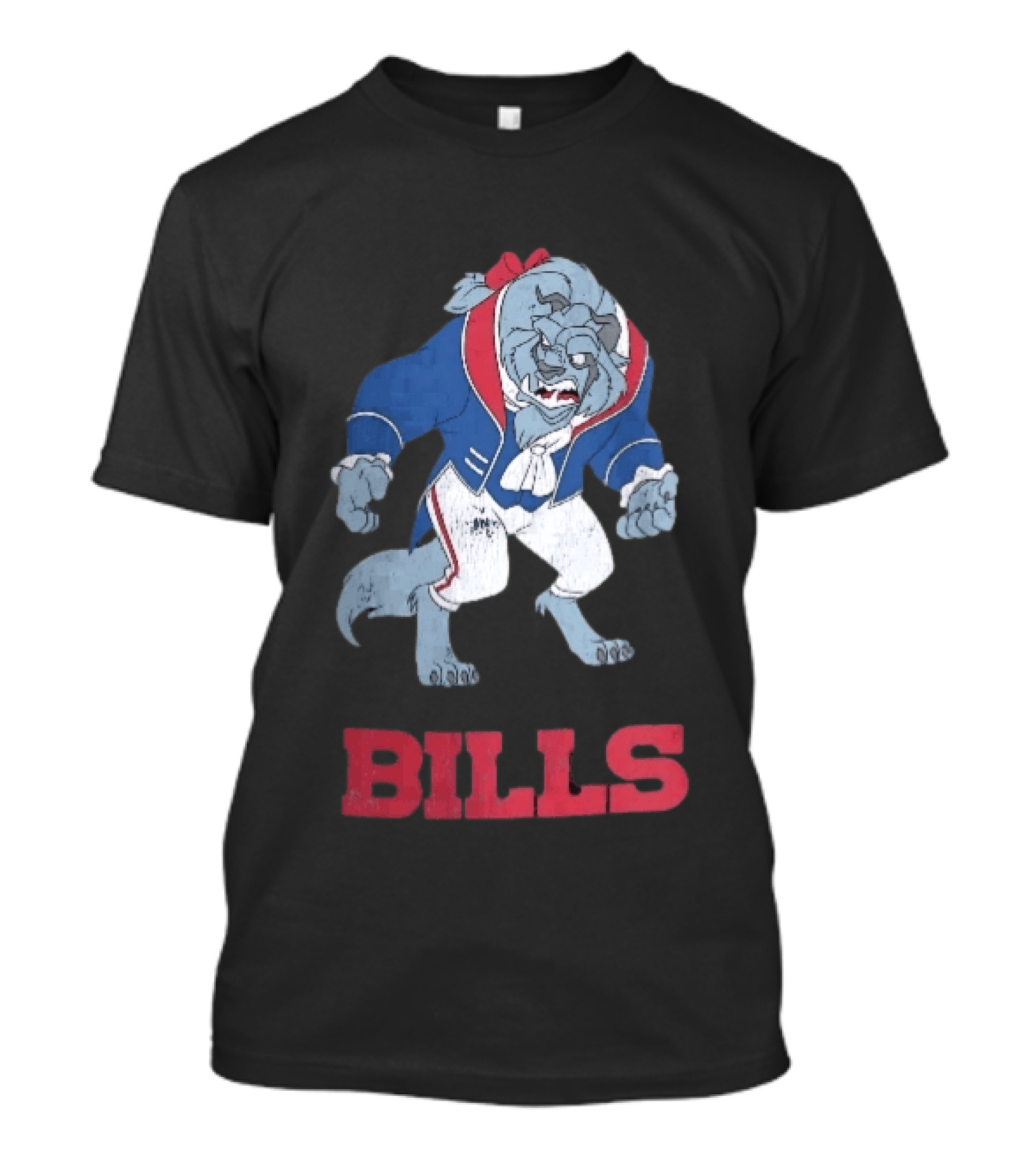 Buffalo Bills Distressed Cartoon Beast Snarling BILLS T-Shirt