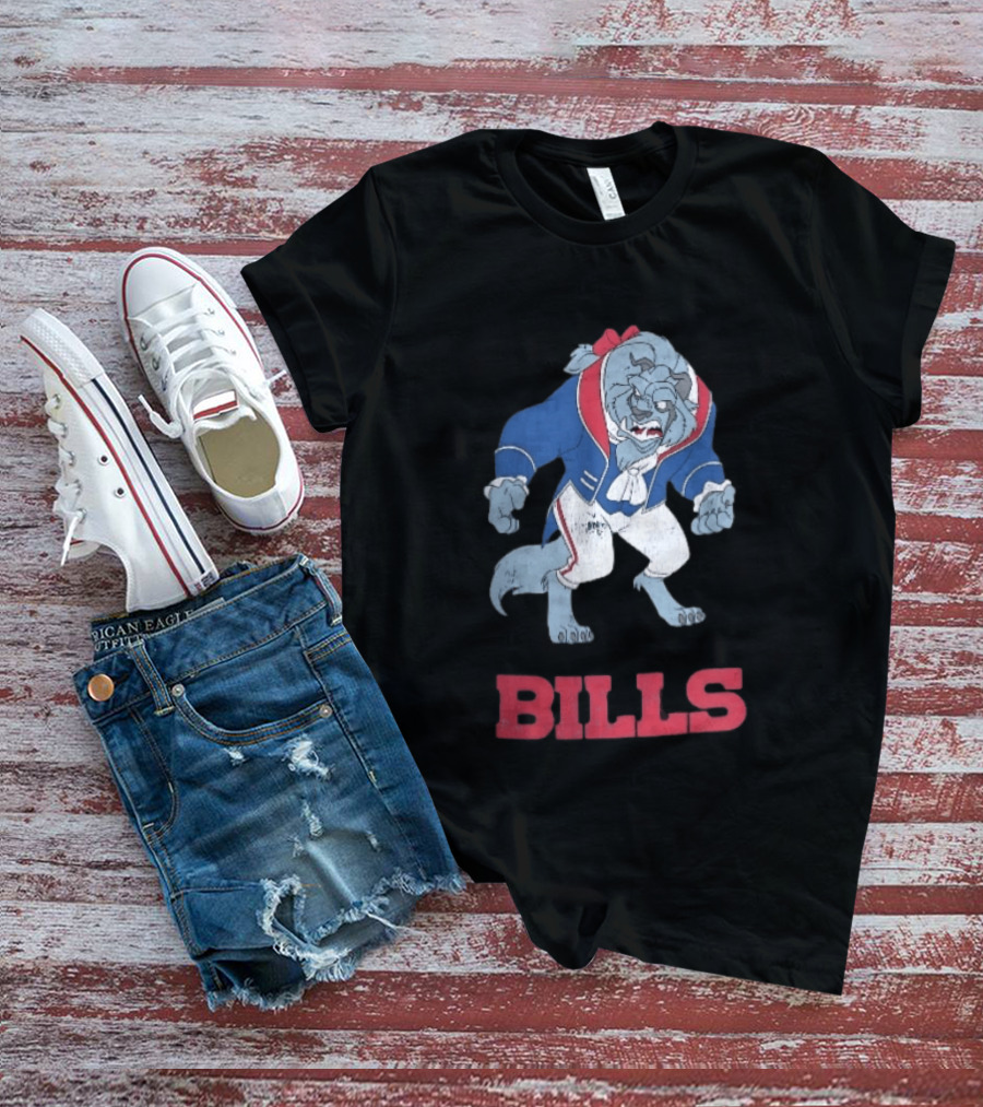Buffalo Bills Distressed Cartoon Beast Snarling BILLS T-Shirt