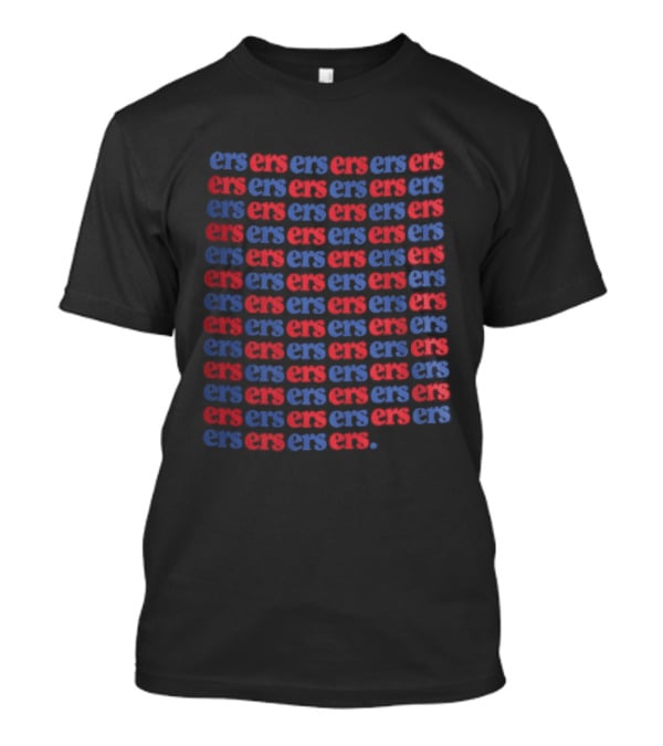 Ers Red Blue Repeating Font Grid T-Shirt