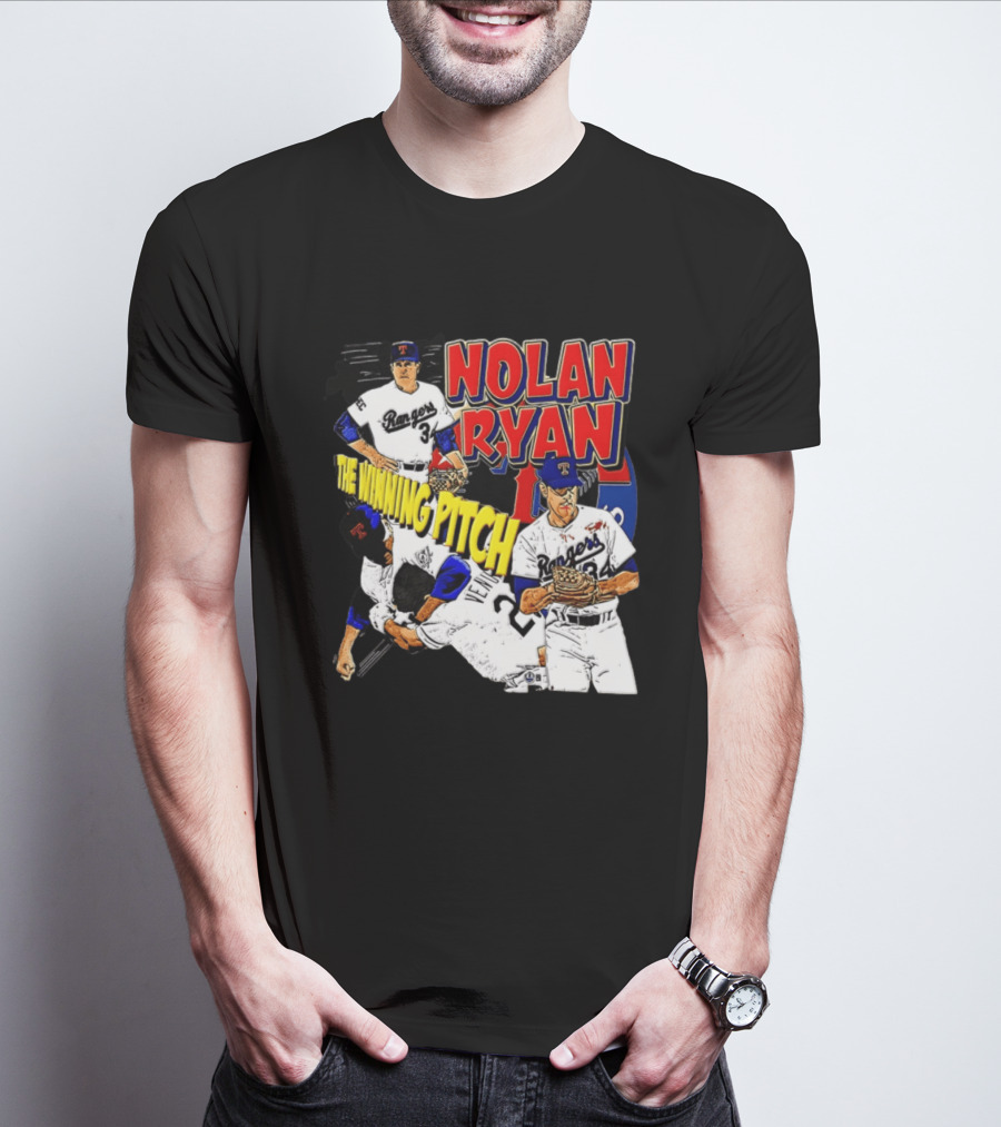 Nolan Ryan Texas Rangers The Winning Pitch Classic Baseball 34 T-Shirt