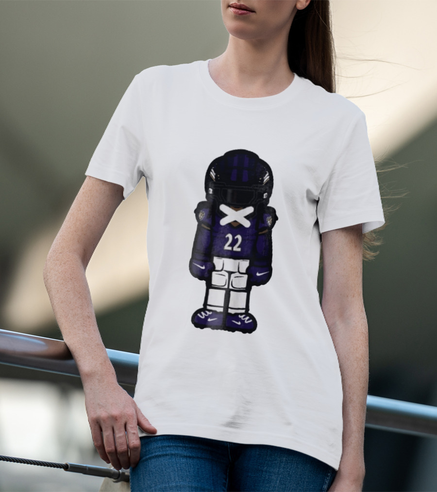 Baltimore Ravens Number 22 Cartoon Character Purple Uniform Football Player T-Shirt