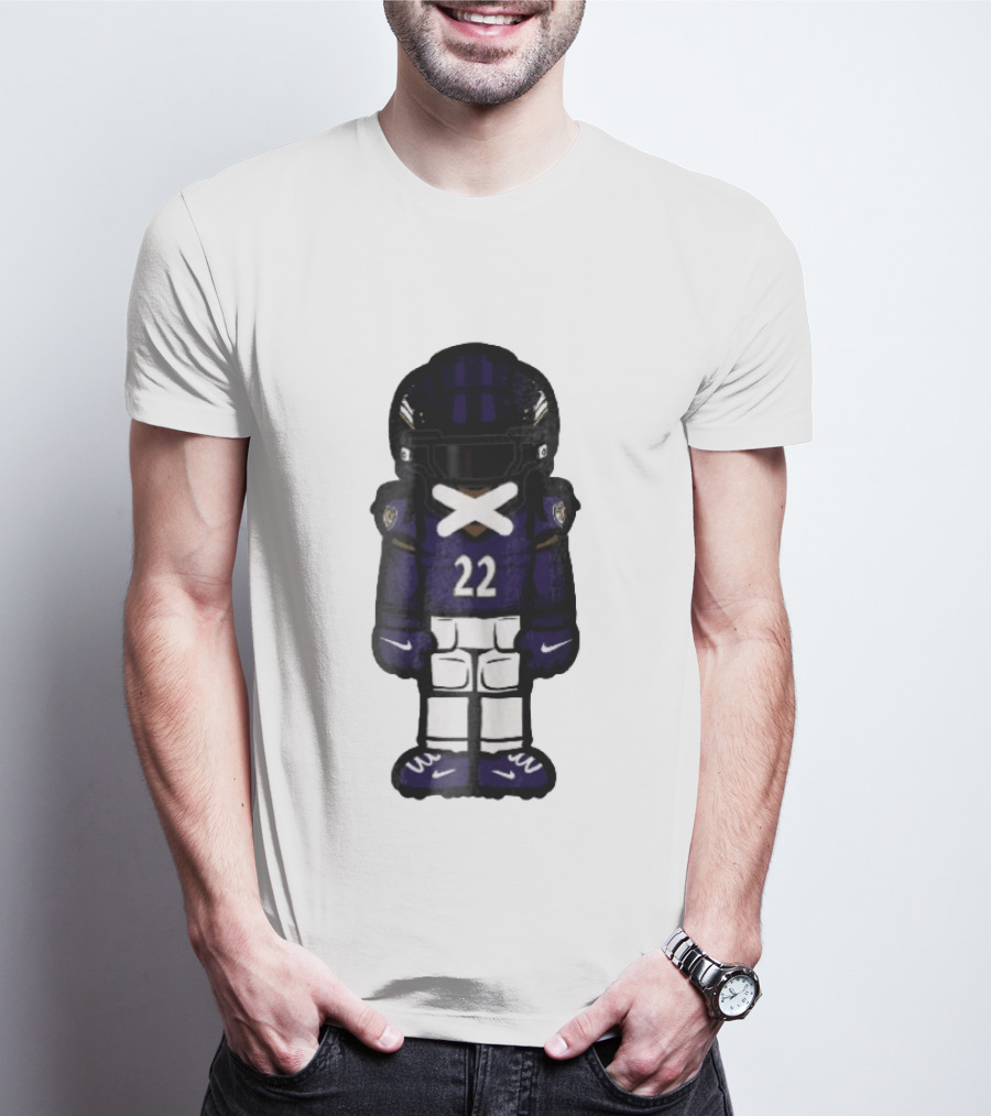 Baltimore Ravens Number 22 Cartoon Character Purple Uniform Football Player T-Shirt