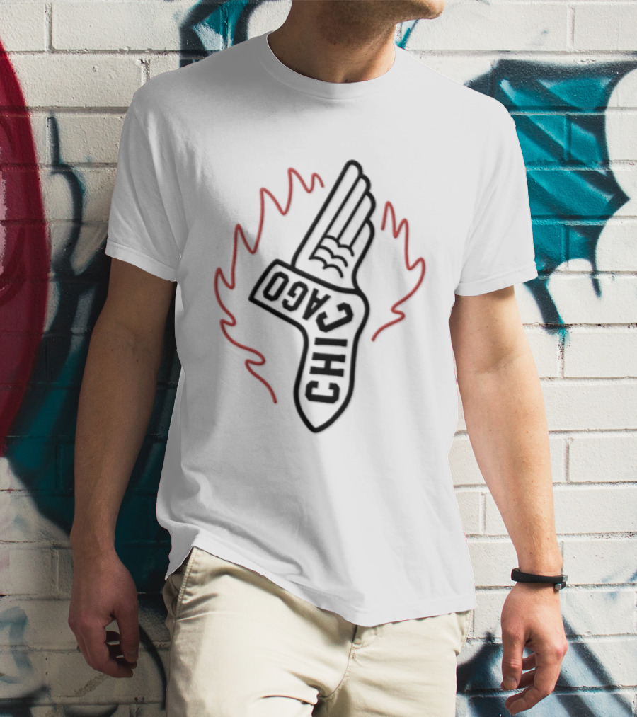Chicago Winged Sock Baseball Flame T-Shirt