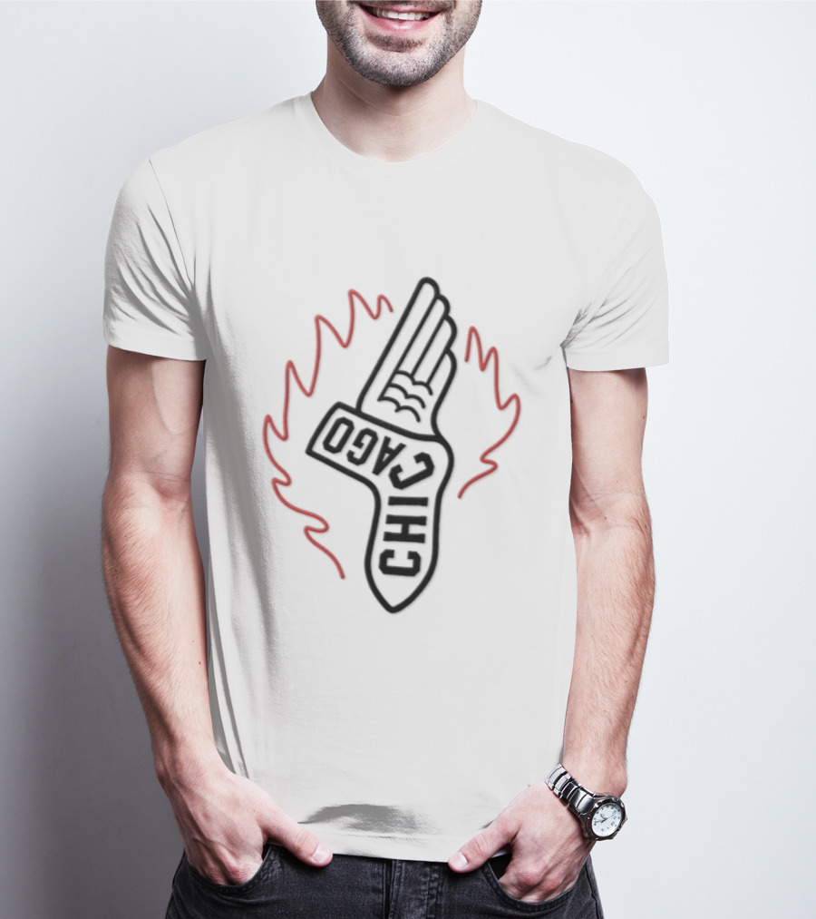 Chicago Winged Sock Baseball Flame T-Shirt