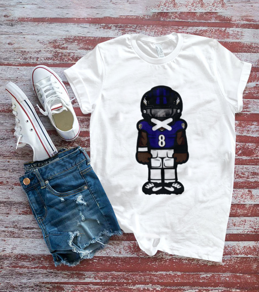 Lamar Jackson Baltimore Ravens Chibi Football 2026 Ravens Jersey Number 8 T-Shirt