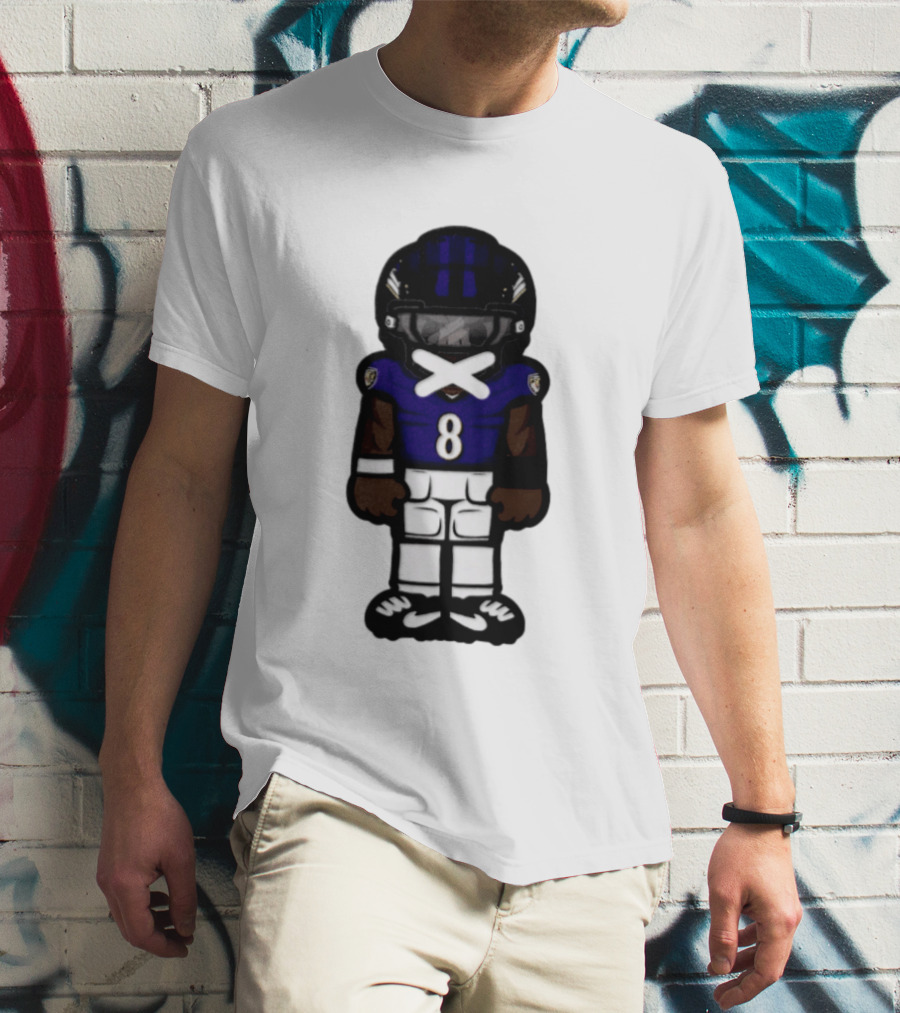 Lamar Jackson Baltimore Ravens Chibi Football 2026 Ravens Jersey Number 8 T-Shirt